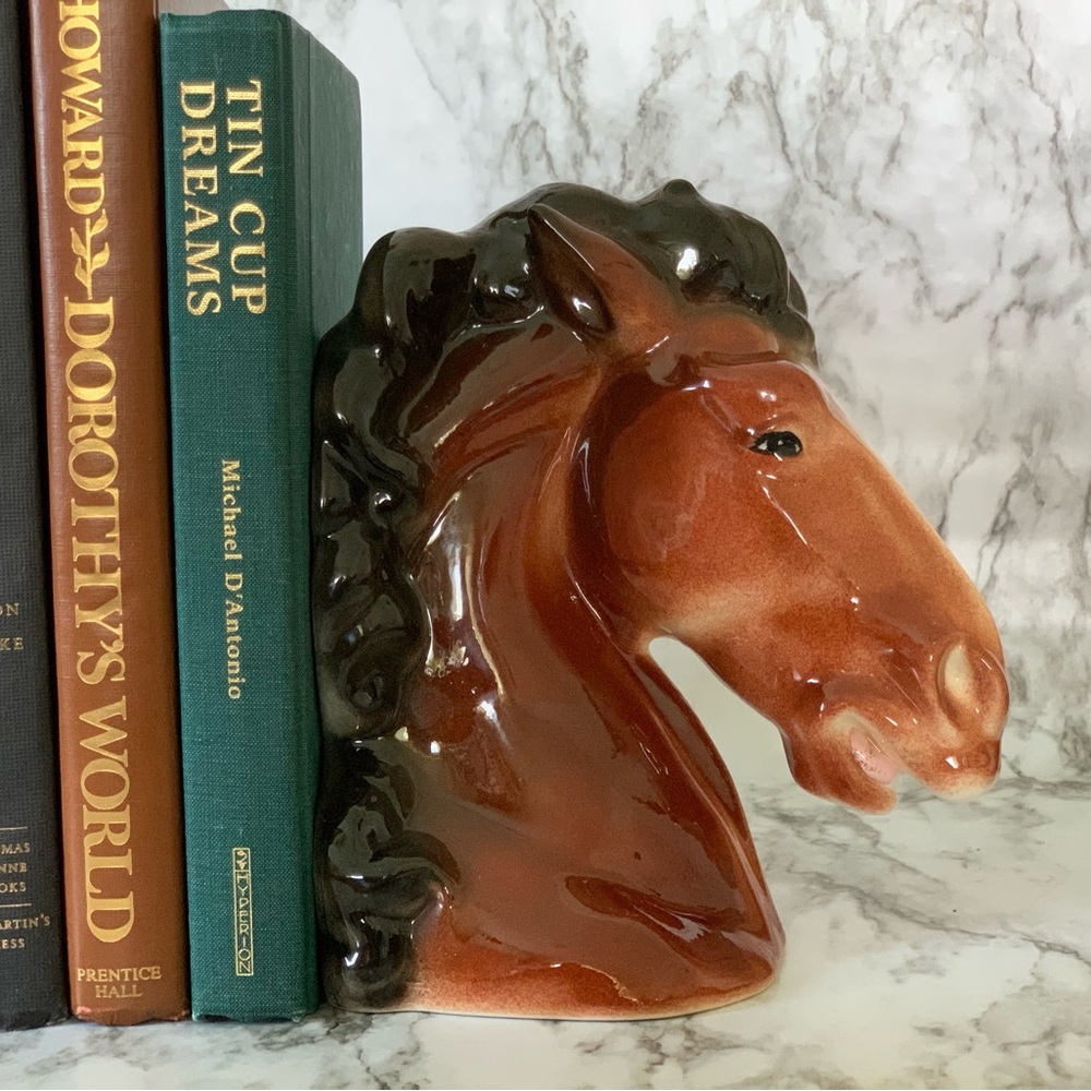 Ceramic horse head book end